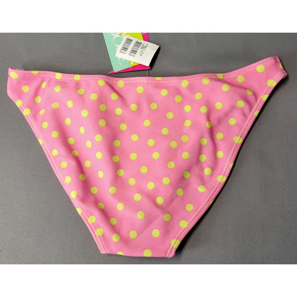 Agua Doce Polka Dot Full Bikini Bottom Swimsuit Womens M Beachwear Pink Yellow - Picture 9 of 10